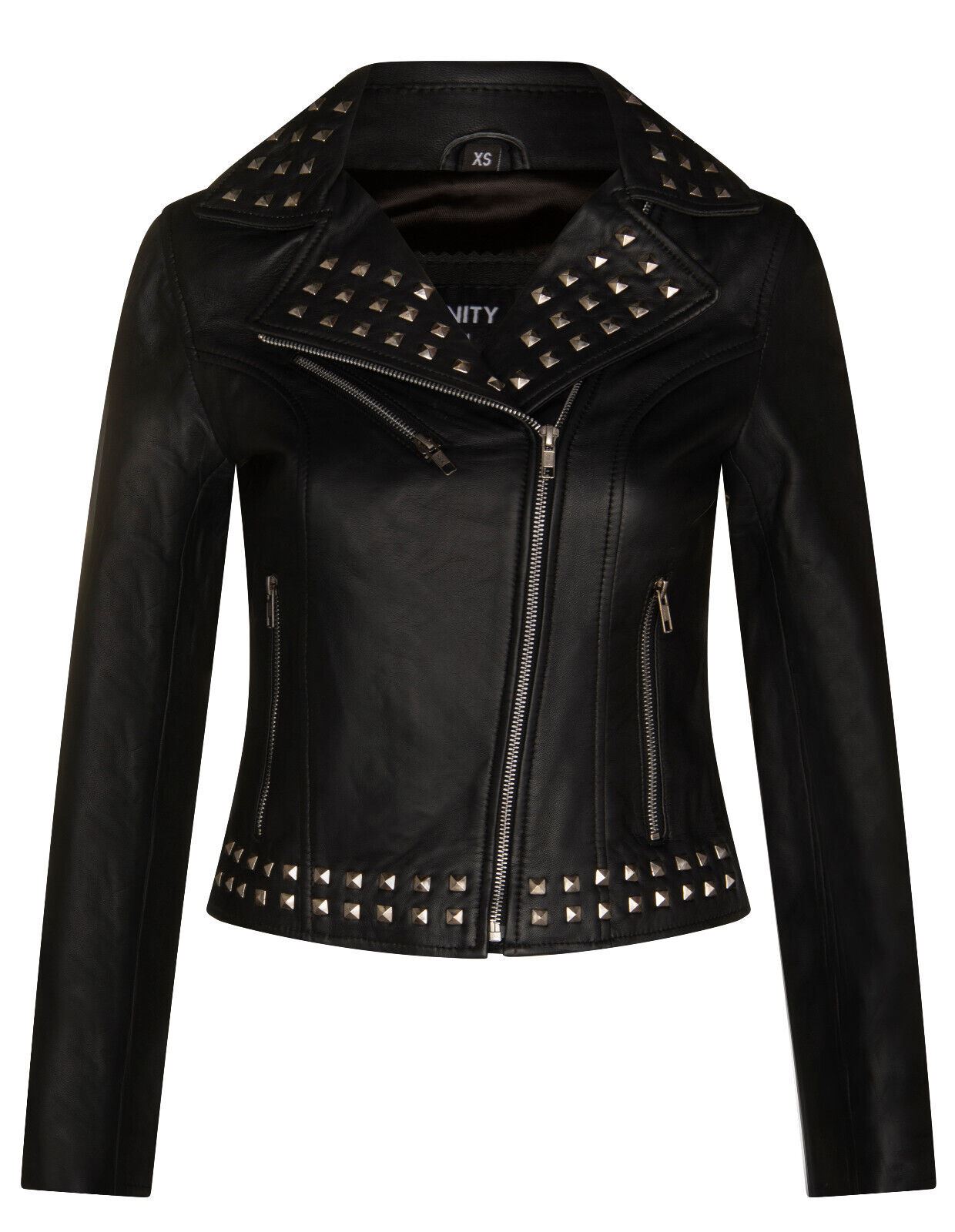 Womens Stud Goth Biker Leather Jacket-St. Albans