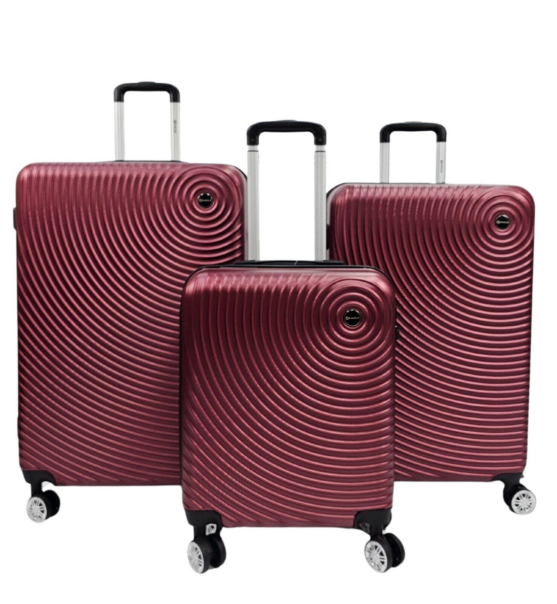 Hard Shell Burgundy Cabin Suitcase Set 8 Wheel Luggage Case Travel Bag - Upperclass Fashions 