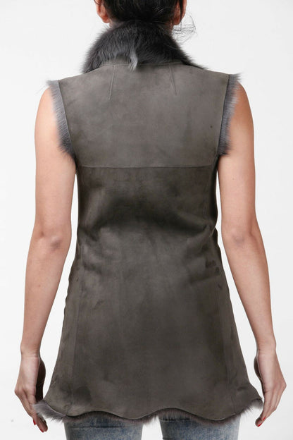 Womens Warmer Toscana Sheepskin Long Gilet-Seaford