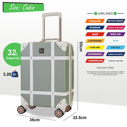 Alexandria Cabin Hard Shell Suitcase in Sage Green