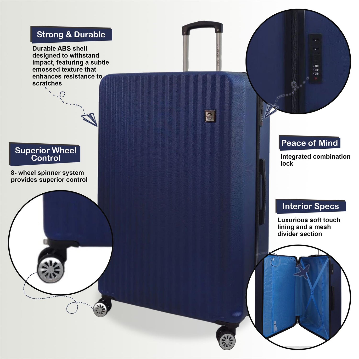Albertville Extra Large Hard Shell Suitcase in Blue