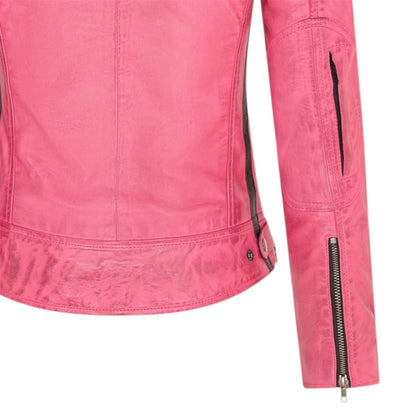 Womens Biker Racing Badges Leather Jacket-Eastleigh