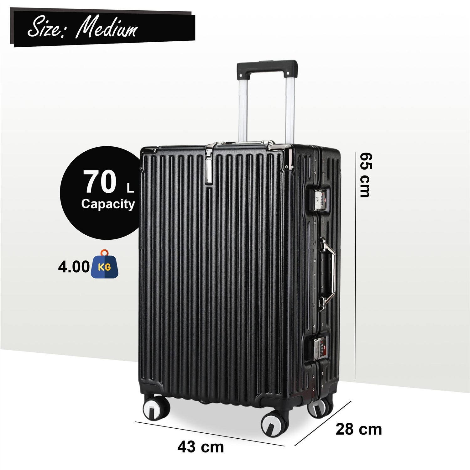 Airdrie Medium Hard Shell Suitcase in Black