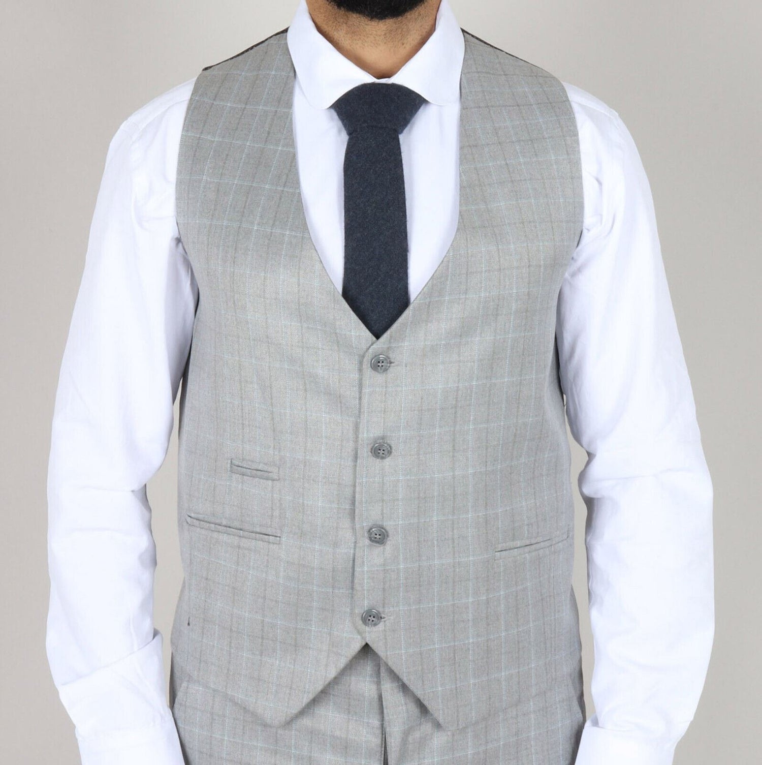 Mens IM2 Classic Plain Light Grey 3 Piece Suit - Upperclass Fashions 