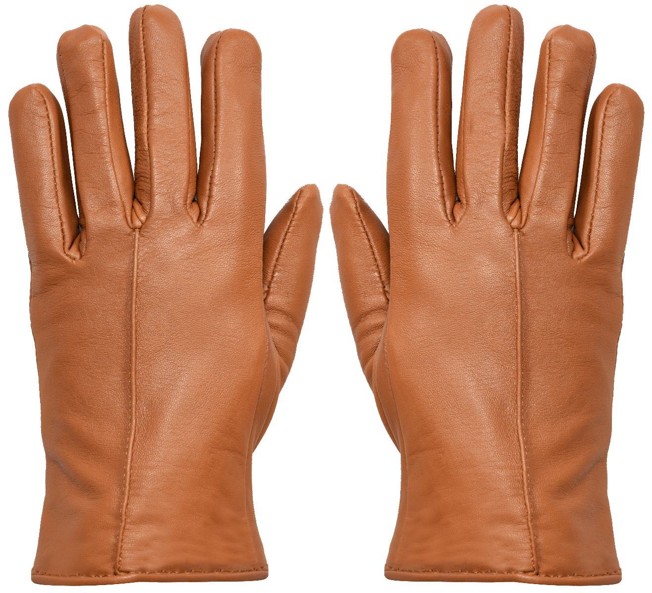 WOMENS TAN CLASSIC SOFT REAL 100% LEATHER GLOVES THERMAL LINED DRIVING FITTED