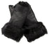 Womens Shearling Mittens Fingerless Cuffs Toscana Suede Sheepskin Fur - Upperclass Fashions 