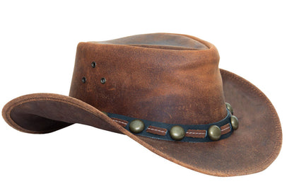 Cowboy Aussie Real Leather Hat Australian Tan Brown Western Outback Bush Hat