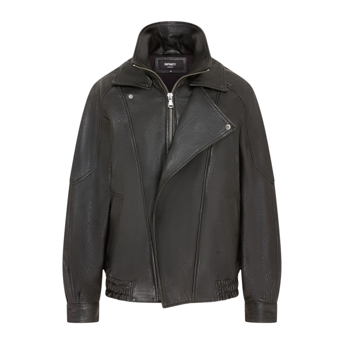 Womens Leather Biker Blouson Oversized Jacket - Big Bomber