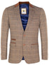 Marc Darcy Mens Tweed Blazer DX7 Tan Brown Check Herringbone Smart Formal Jacket - Upperclass Fashions 