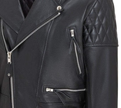 Mens Cowhide Leather Brando Biker Jacket - Tottenham