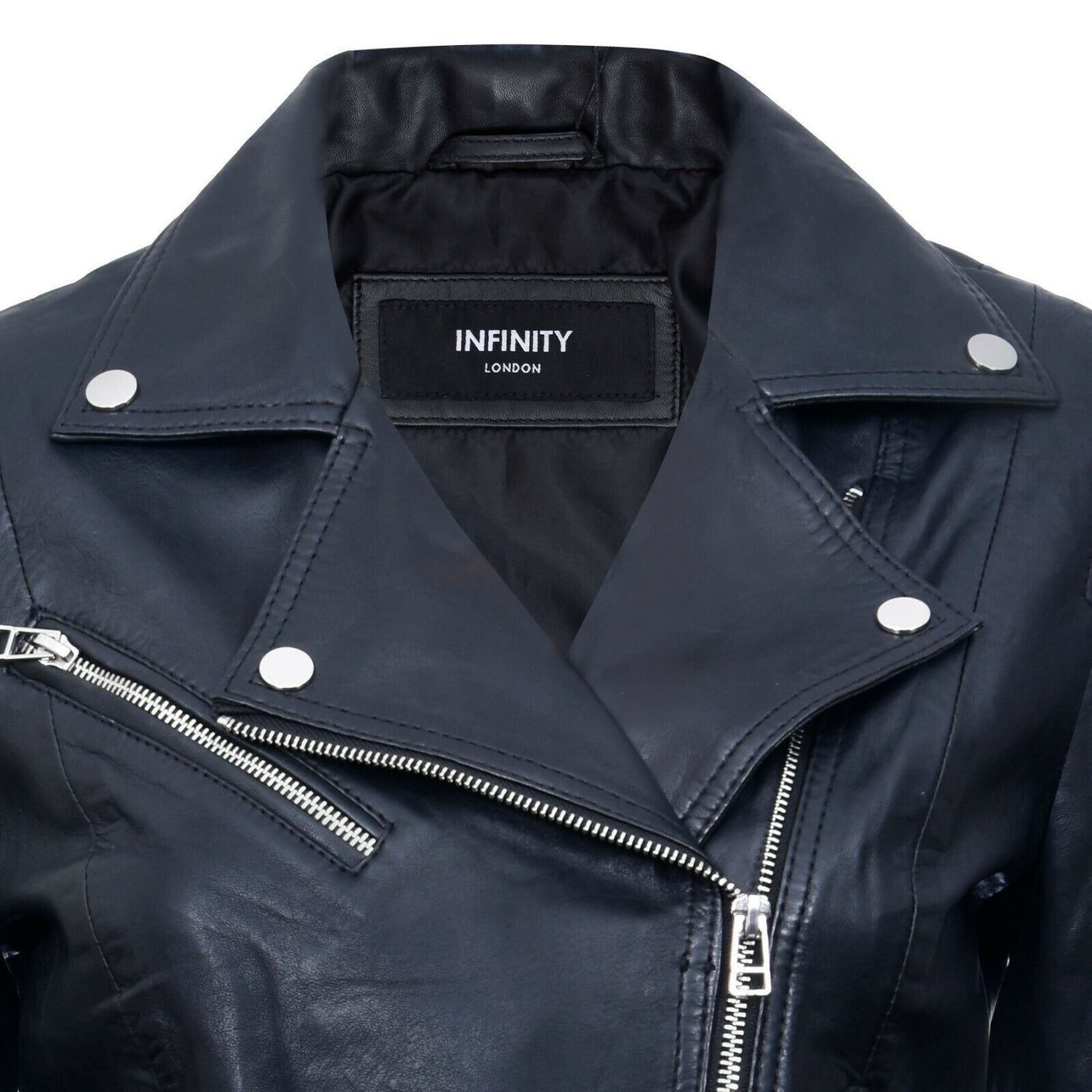 Womens Smart Leather Biker Jacket-Matlock