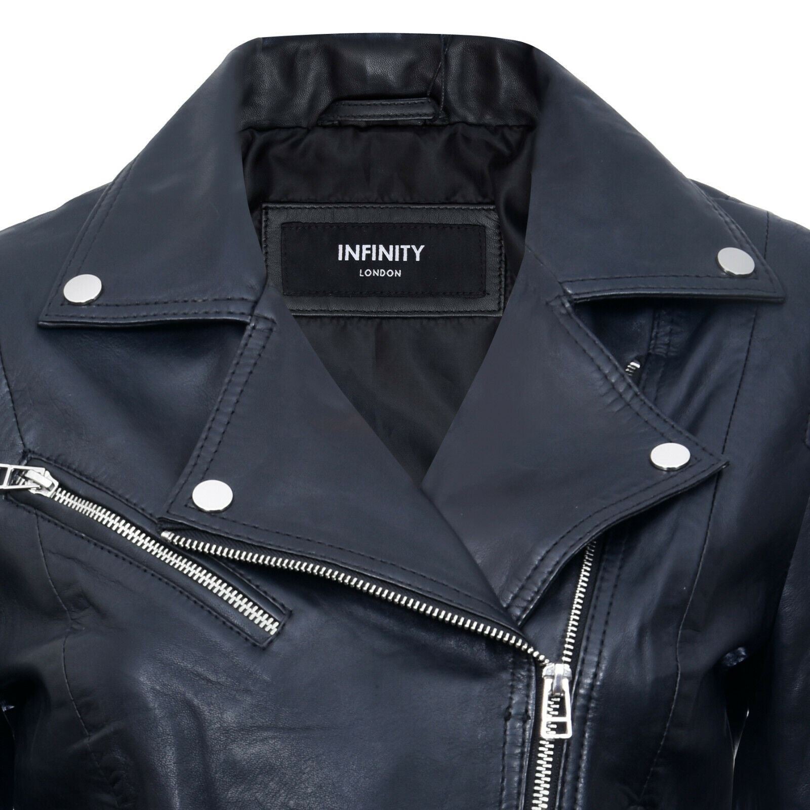 Womens Smart Leather Biker Jacket-Matlock