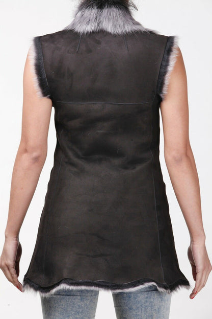 Womens Warmer Toscana Sheepskin Long Gilet-Seaford