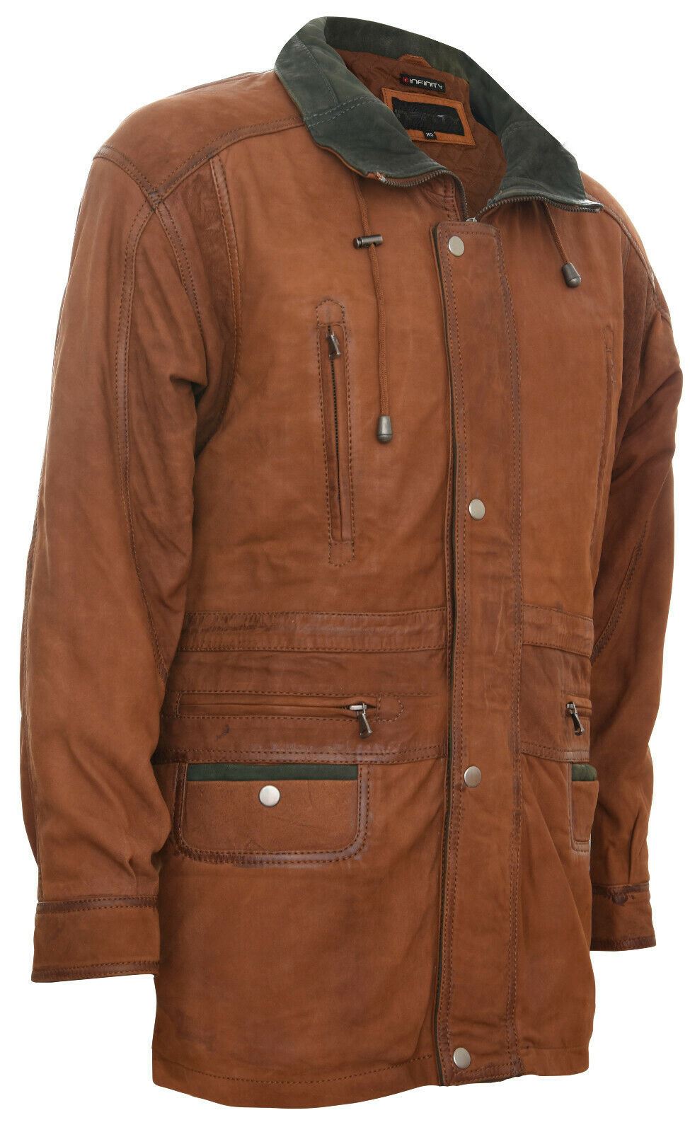 Mens 3/4 Nubuck Leather Parka Coat-Farnham