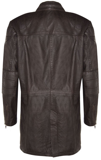 Mens Long Leather Trench Coat-Filton