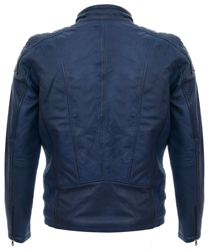 Mens Leather Jacket Vintage Quilted Retro Racing Zipped Biker - Bratislava