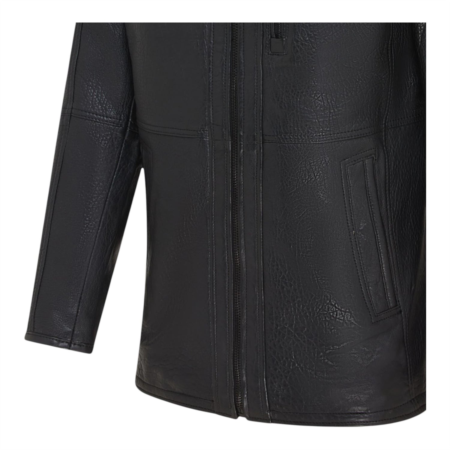 Mens Warm Mid-Length Leather Biker Coat - Sikander
