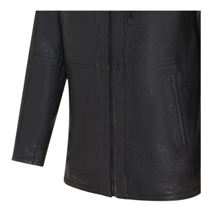 Mens Warm Mid-Length Leather Biker Coat - Sikander