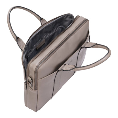 Genuine Leather Grey Laptop Business Briefcase Office Work Travel Bag - Sutton