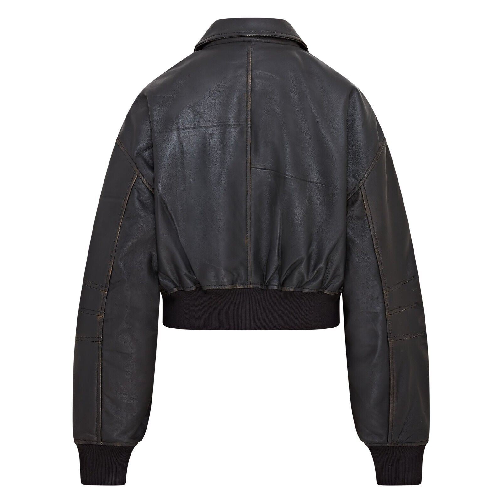 Womens Oversized Leather MA-1 Bomber Jacket - Warrington