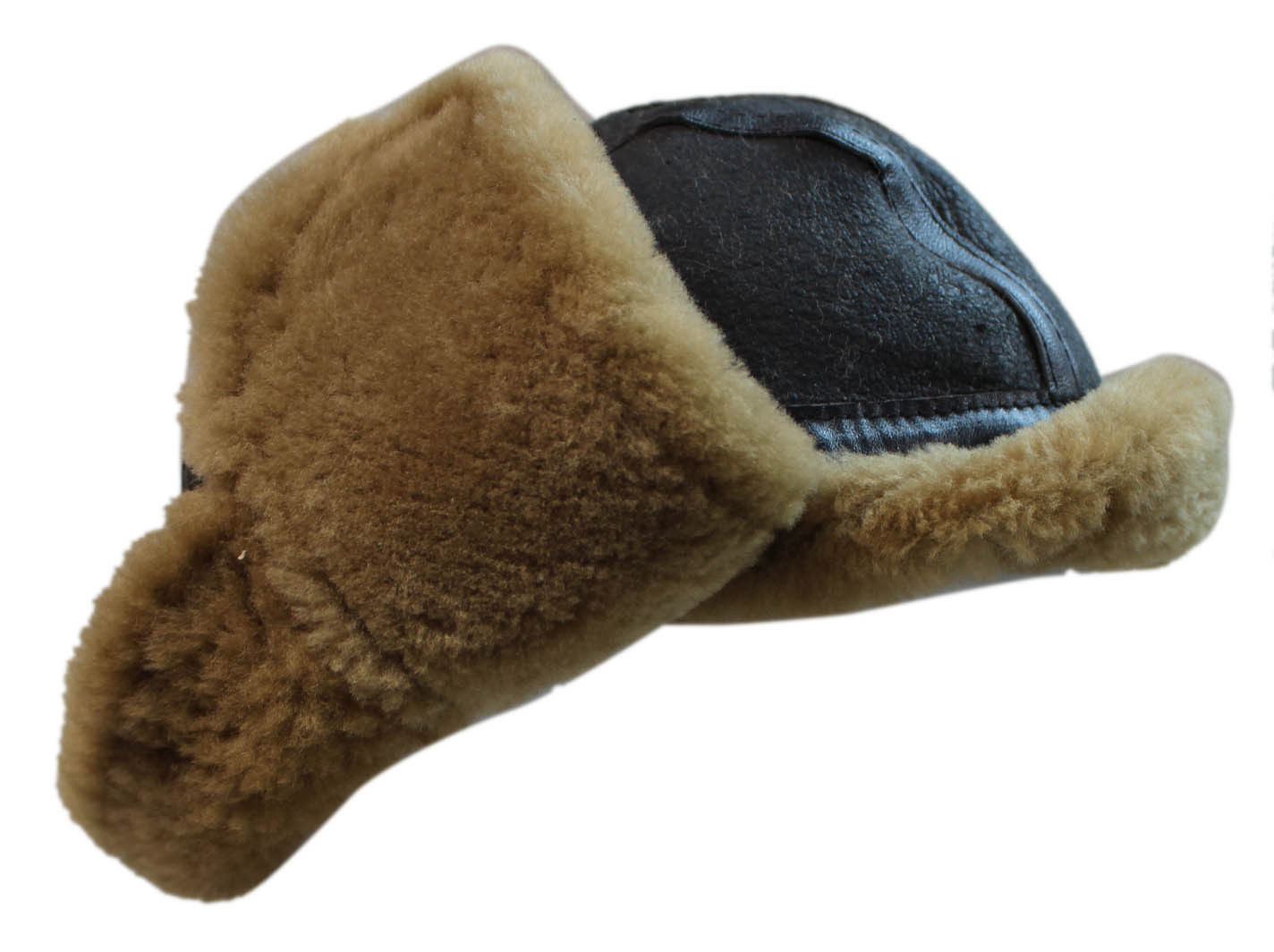 Mens RAF Aviator Sheepskin B-55 Trapper Hat