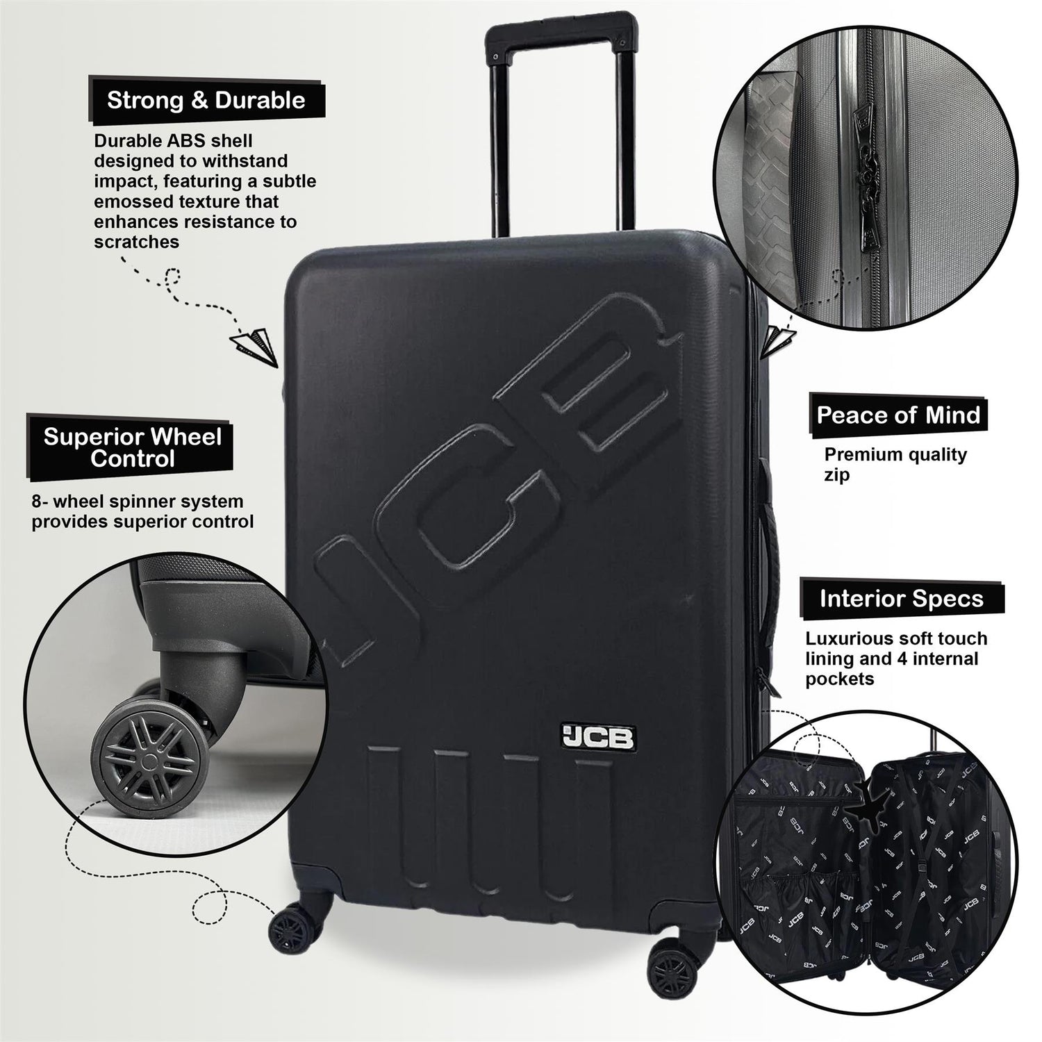 Black Hard Shell Suitcase Set Luggage Travel Trolley Cabin Cases Lightweight Bag