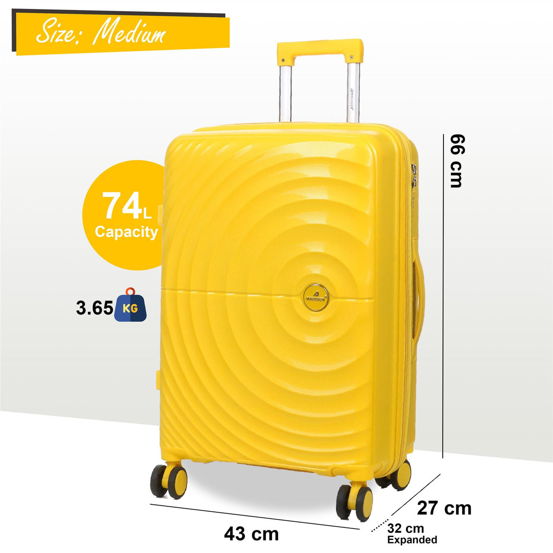 Balranald Medium Hard Shell Suitcase in Yellow