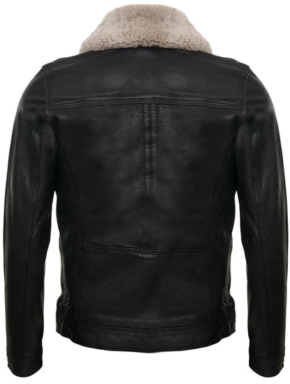 Mens Trucker Style Leather Jacket-Daventry