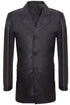 Mens Classic 3/4-Length Black Leather Overcoat-East Ham - Upperclass Fashions 