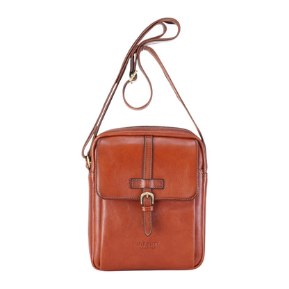 Genuine Leather Tan Vintage Crossbody Messenger Travel Bag - Ashby