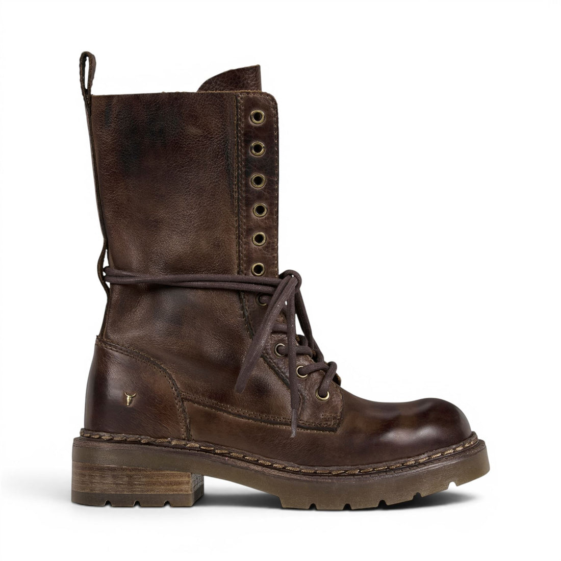 Windsorsmith Women’s Brown Leather Lace-Up Combat Boots - Intermission