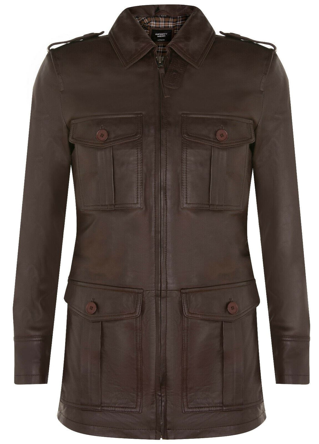 Mens Leather Safari Style Overcoat-Eastbourne