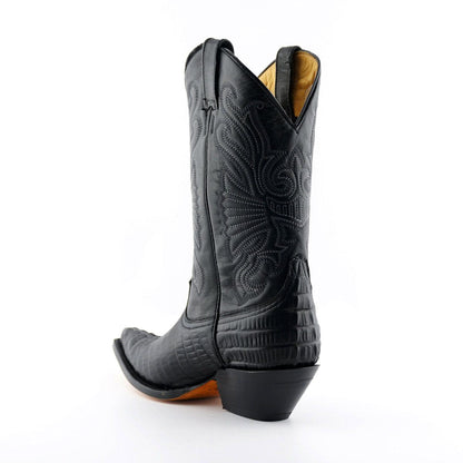 Grinders Black Leather Western Cowboy Boots – Carolina - Upperclass Fashions 
