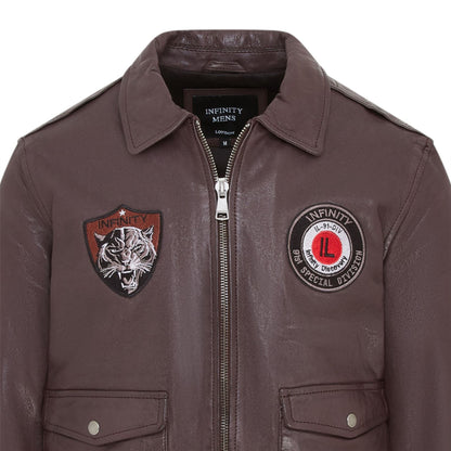Men’s Leather Bomber G-1 Aviator Collar Jacket  - Maverick