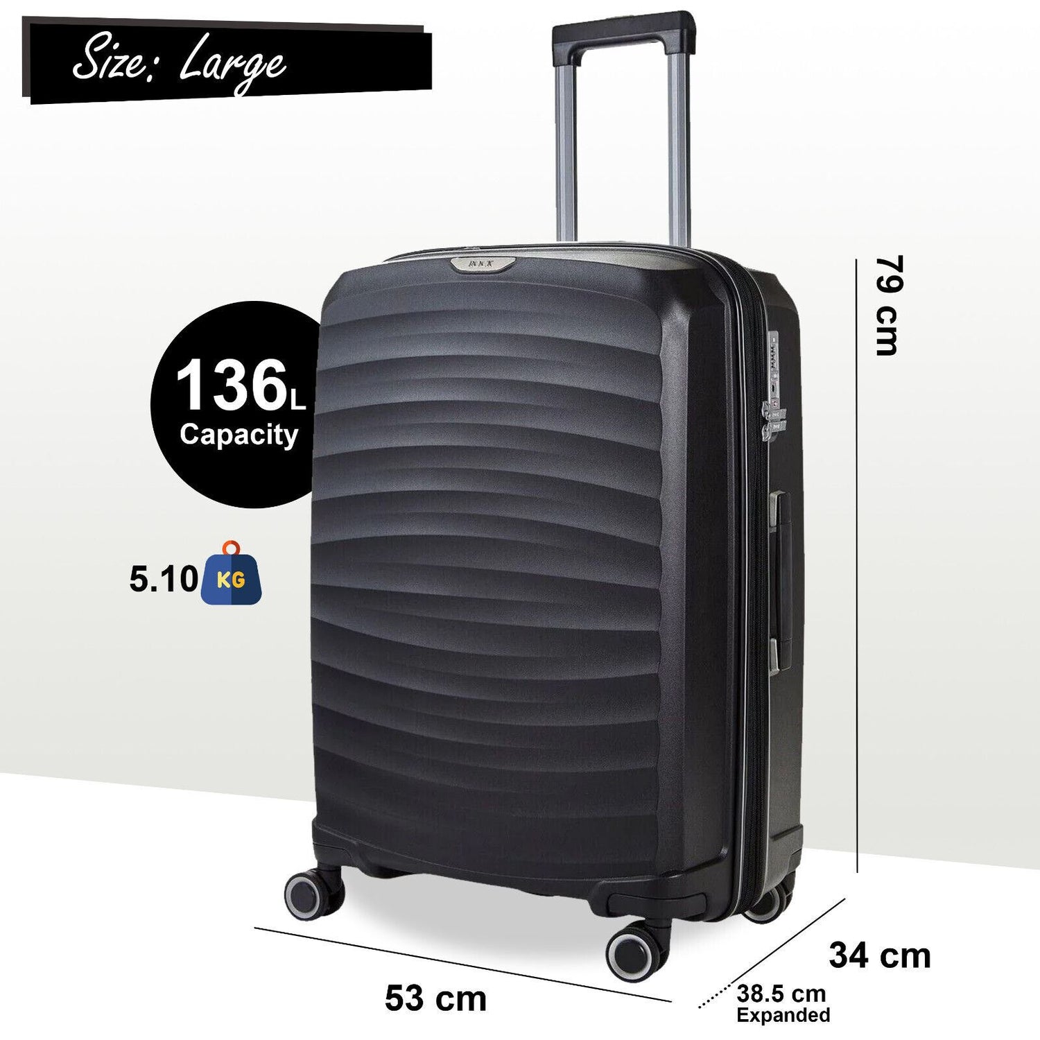 Altoona Large Hard Shell Suitcase in Black