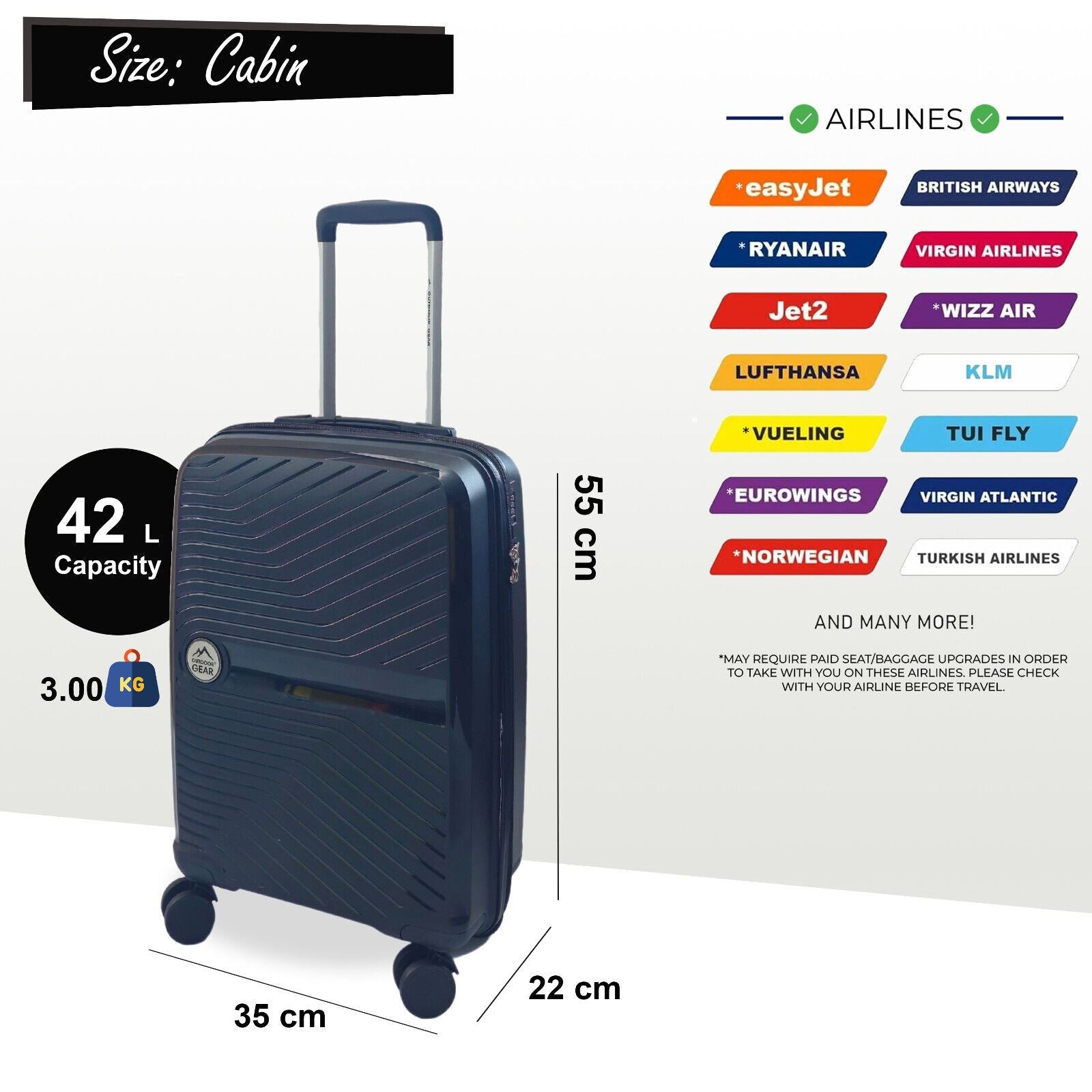Abbeville Cabin Hard Shell Suitcase in Black