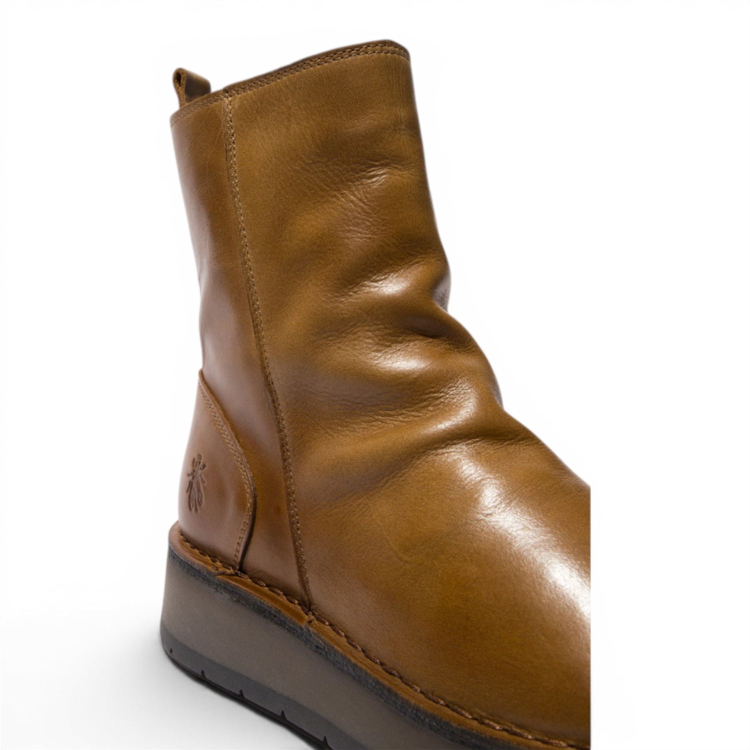 Fly London Womens Tan Leather Zip Up Platform Ankle Boots - RENO053FLY