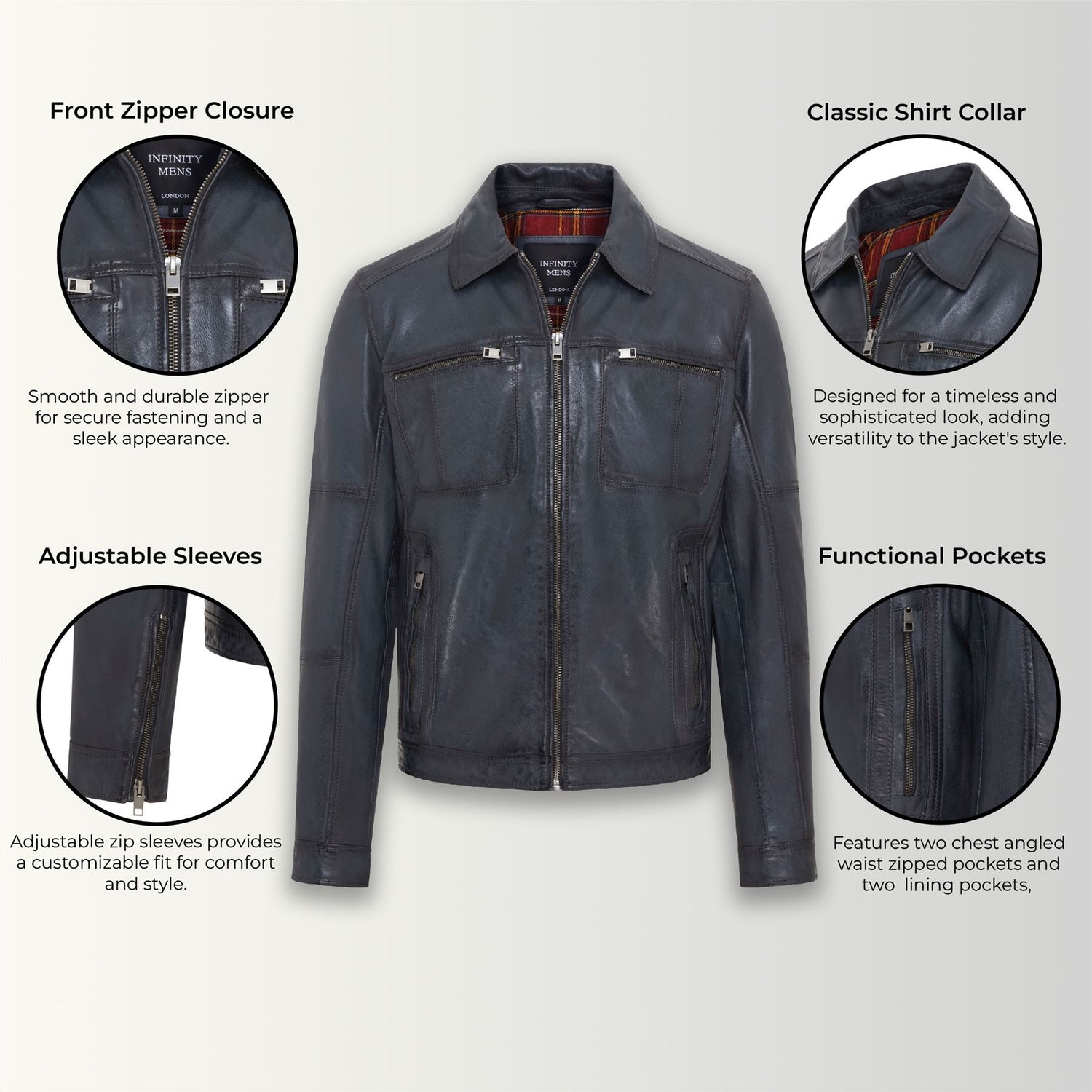 Mens Classic Leather Biker Jacket - Bettles