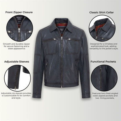 Mens Classic Leather Biker Jacket - Bettles
