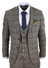 Mens 3 Piece Tan Brown Herringbone Check Suit - Upperclass Fashions 