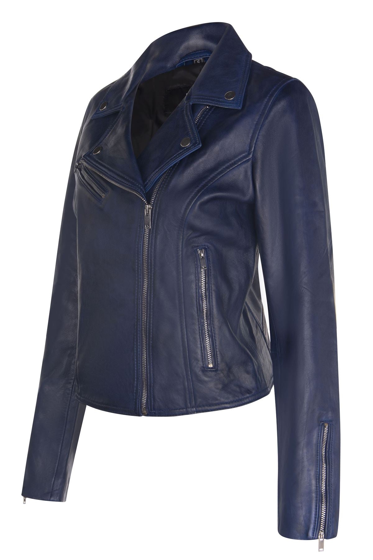 Womens Classic Leather Brando Biker Jacket-Loughton