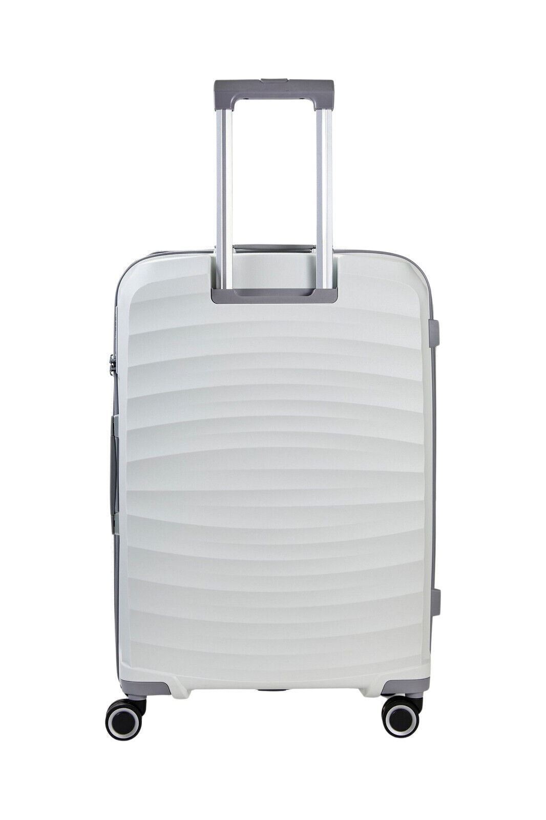 Hard Shell Classic White Suitcase Set 8 Wheel Cabin Luggage Trolley Travel Bag