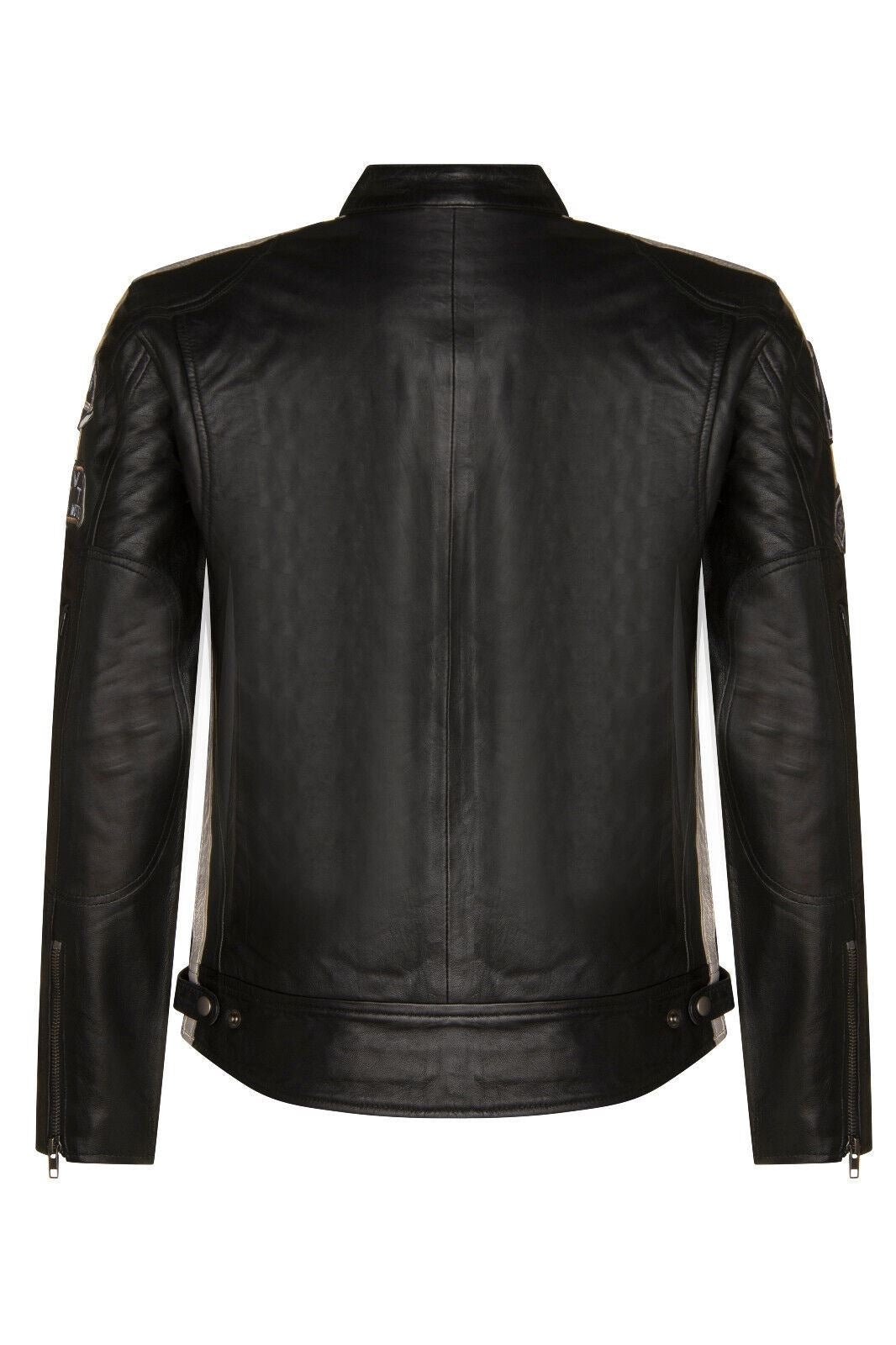 Mens Versatile Leather Biker Jacket-Stone