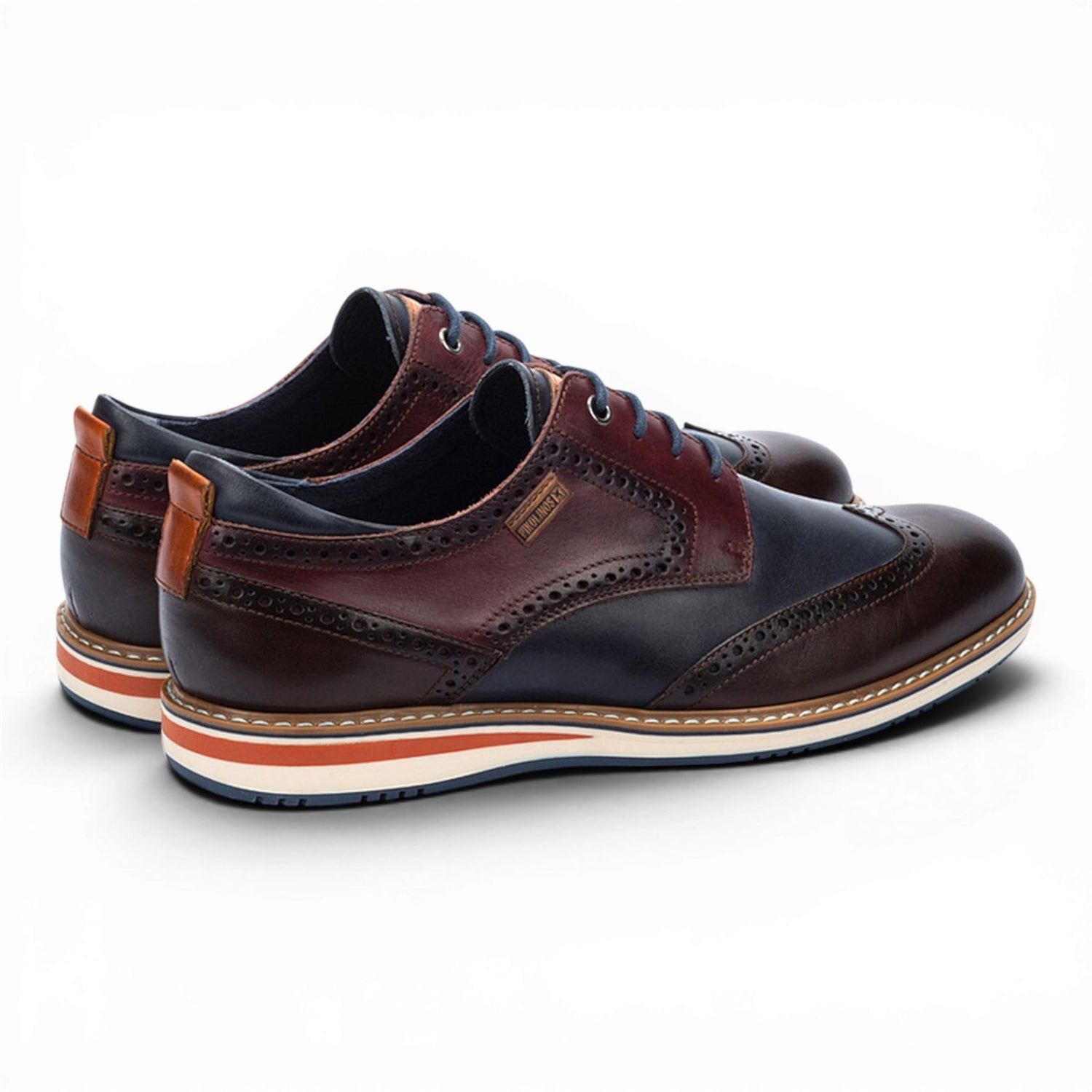 Pikolinos Men’s Brown Burgundy Leather Brogue Lace-Up Oxford Shoes - Avila