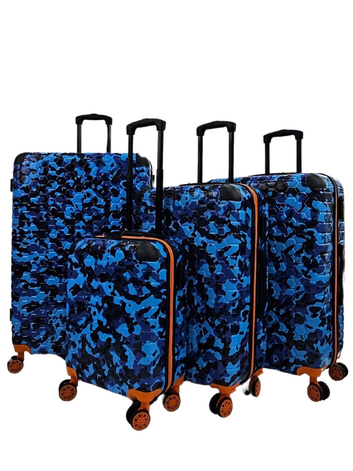 Hardshell Cabin Blue Suitcase Set Robust 8 Wheel ABS Luggage Travel Bag