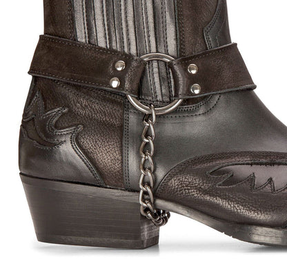 Mens Leather Cowboy Ankle Boots Black Brown Cuban Biker Winklepicker Western