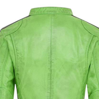 Womens Biker Racing Badges Leather Jacket-Eastleigh