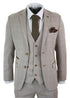 Mens 3 Piece Beige Tweed Check Vintage Retro Suit - Upperclass Fashions 