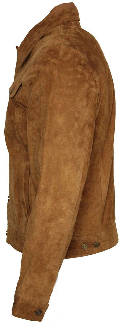 Mens Suede Leather Trucker Jacket-Dartmouth