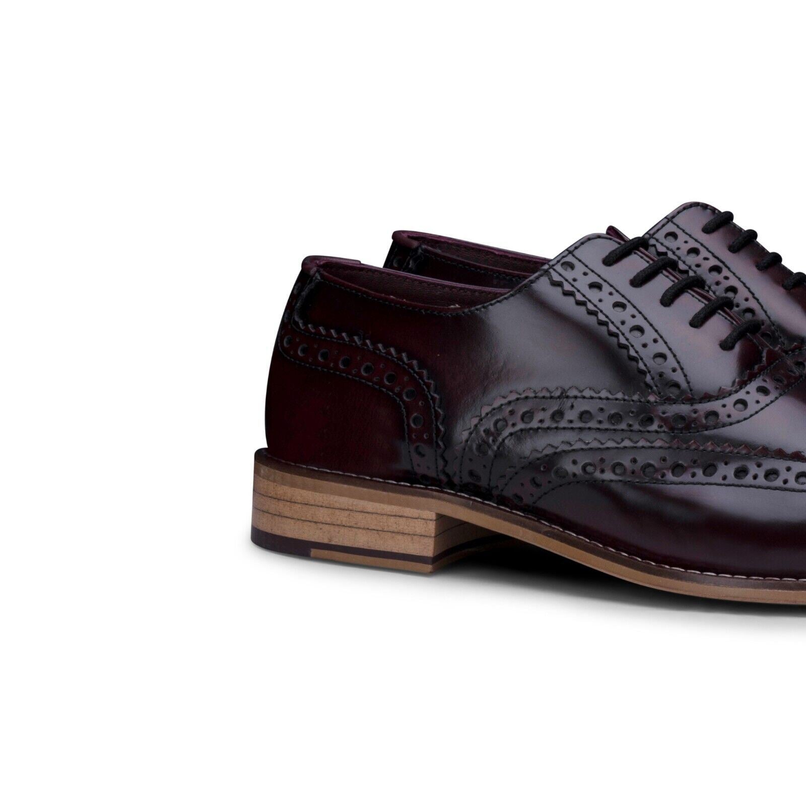Mens Classic Oxford Maroon Leather Gatsby Brogue Shoes - Upperclass Fashions 